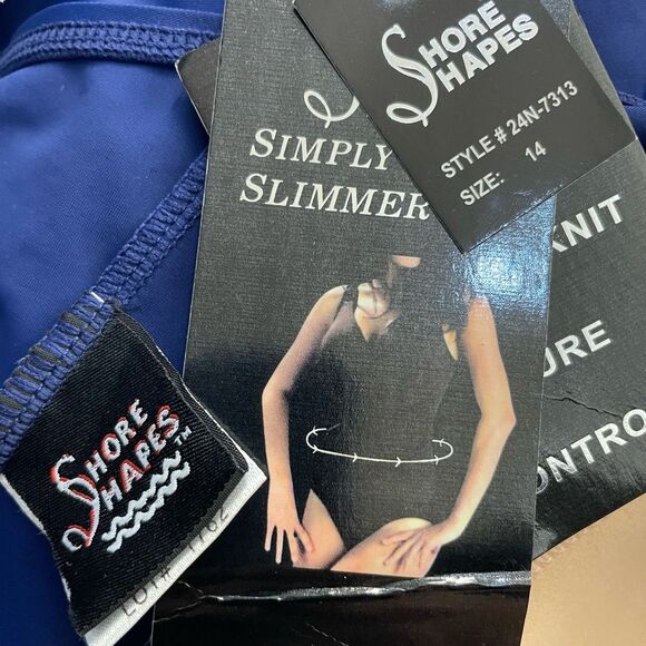 Shore Shapes Size 14‎ Navy Swim Dress One Piece Swimsuit NEW Tummy Control - Picture 10 of 10